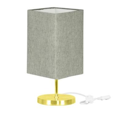 Imagem de Abajur Eros Quad Cinza Escuro com Base Redonda Dourado - MARRYLUZ