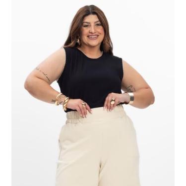 Imagem de Regata em Viscose Feminina Plus Size Secret Glam Preto, Plus G2, Preto