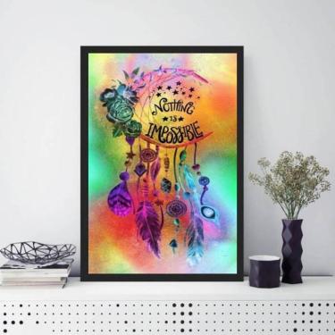 Imagem de Quadro Decorativo Guirlanda De Natal Verde 24X18cm Preta