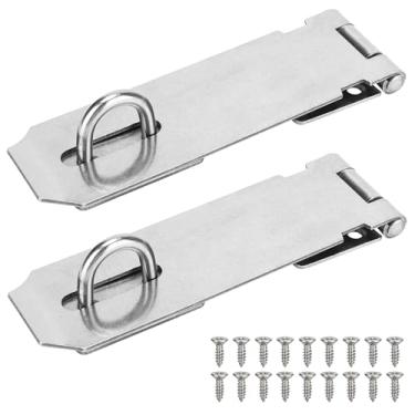 Imagem de KIMIWISE Trava de ferrolho de porta de 12 cm de aço inoxidável, cadeado prateado resistente para portões, portas e armários, acabamento de superfície escovada, pacote com 2