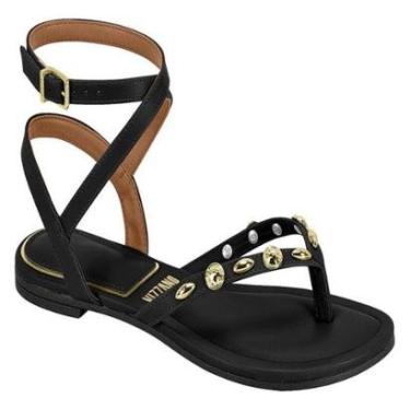 Imagem de Sandália Rasteira Vizzano Feminina Pedrarias Douradas Fecho  Fivela-Feminino