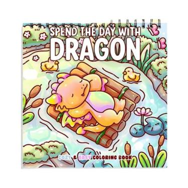 Imagem de Livro De Colorir Dragão Para Adultos E Crianças Com Encadernação Espir