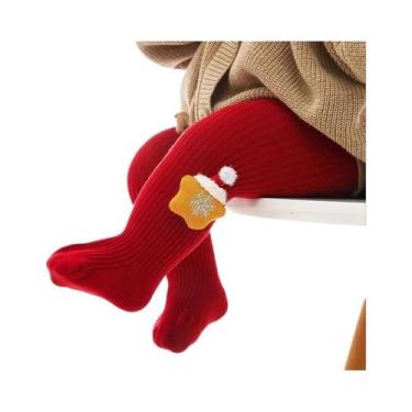 Imagem de Meias-calças De Natal Vermelhas Com Desenhos Animados Para Bebês Menin