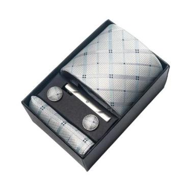 Imagem de Conjunto De Abotoaduras E Gravata Borboleta Marrom Paisley 8 Cm Com Le