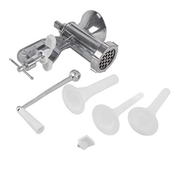 Imagem de Moedor de carne manual resistente multifuncional, liga de alumínio, picador de carne, enchimento de salsicha para uso doméstico, cozinha, prata 900g