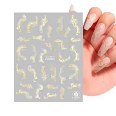 Imagem de Adesivos dourados para unhas - Decalque portátil seguro e bonito - Produtos de beleza, acessório feminino leve e prático para salões, compras, locais de entretenimento