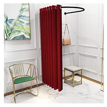 Imagem de Barraca de privacidade portátil com haste de cortina tipo U, encaixe de metal para vestiário, vestiário, loja de roupas, shopping center – rosa, 85 x 80 cm