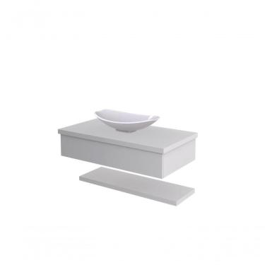 Imagem de Conjunto Bancada C-cuba L45 E Prateleira Metrópole 805 Perffect Acetinado Branco Chess