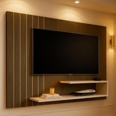 Imagem de Painel Suspenso de Parede para sala com prateleiras design moderno MDF