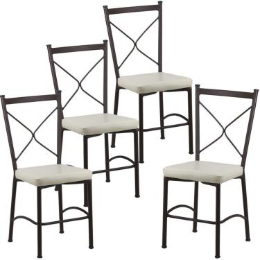 Imagem de Kit 4 Cadeiras Buffet Em Alumínio Marrom Com Bege