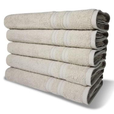 Imagem de Kit 5 Toalhas De Banho 430g/m² Grande Grossa 80x150cm Itália Soft Bege
