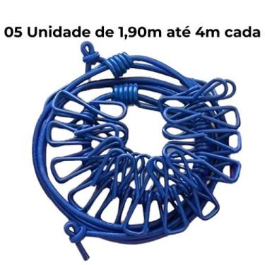 Imagem de Corda Varal de Nylon 190cm com 12 Grampos Embutidos Portátil e Resiste