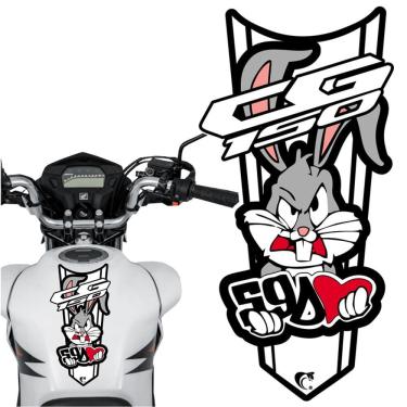 Imagem de Adesivo Faixa Gravata Sem Resina Moto Cg 150/160 Pernalonga Branco Cor Cg 150