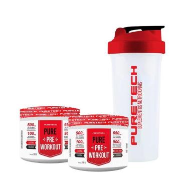 Imagem de Kit 2X Pré Treino MaçaVerde e Uva 100g+Coqueteleira PURETECH-Unissex