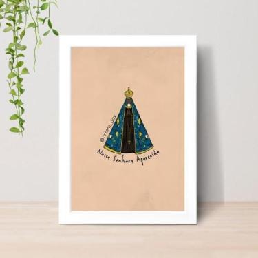 Imagem de Quadro Frases Católicas Devoção Fé A4 C/ Moldura e Vidro 05 Cor: Branc