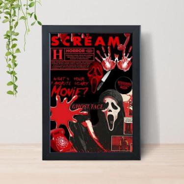 Imagem de Quadro Panico Ghost Face Scream A4 C/ Moldura e Vidro 06 Cor: Preto - 
