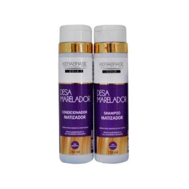 Imagem de Kit kerabrasil gold shampoo+condicionador 250ml desamarelador