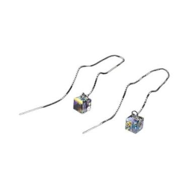 Imagem de Brincos Longos de Prata Hipoalergênicos com Cristais Austríacos, E1043