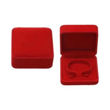 Imagem de Caixa de Armazenamento de Jóias em Veludo Vermelho para Casamento, Cai