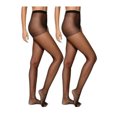 Imagem de Kit com 2 Meias Calças Clássica Fio 15 Selene Adulto Feminino, G, Pret