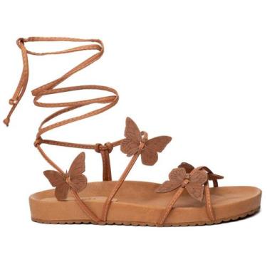 Imagem de Papete Sandália Feminina   Borboleta Amarração - NoBrand, Caramelo, 36