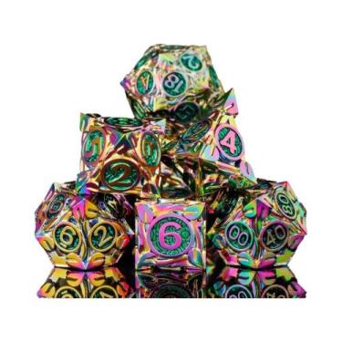 Imagem de Conjunto De Dados Metálicos Coloridos Premium Para Jogos De RPG De Mes