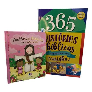 Imagem de Kit Bíblia Bebê Menina Com 365 Histórias Bíblicas