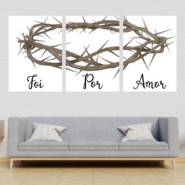 Imagem de Kit 3 Quadros Decorativos Foi Por Amor