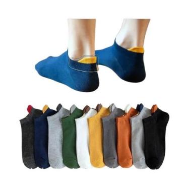 Imagem de Meias Femininas Coloridas com Nervuras Elásticas - 5 Pares de Meias Cu