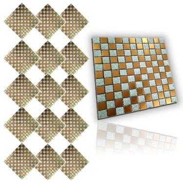 Imagem de Pastilha De Vidro Adesiva Kit 15 Uni Parede Cozinha Lavabo Banheiro Sala Decorativa Moderna Requintado Aplicacao Facil