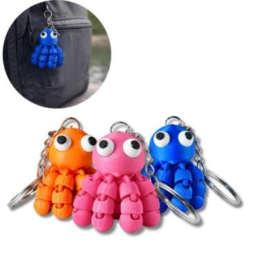 Imagem de Chaveiro Polvo Articulado Anti-Stress Divertido Polvinho Cor Cor:Azul 