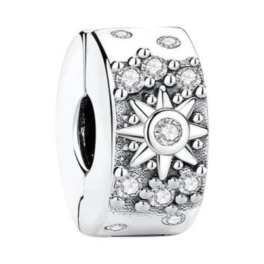 Imagem de Pingente De Estrela, Lua E Vaga-lume Banhado a Prata Com Zircônias Cra