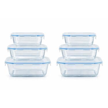 Imagem de Conjunto de Potes Herméticos em Vidro Retangular com Trava 6 peças - Vista Home