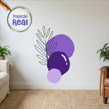 Imagem de Adesivo Floral Boho Roxo Estilo Nórdico 100x69 Minimalista Mod.02