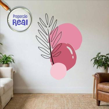 Imagem de Adesivo Floral Boho Rosa Estilo Nórdico 130x90 Minimalista Mod.02