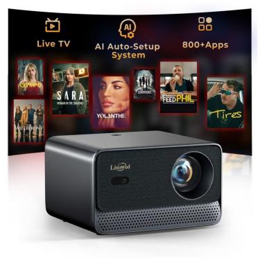 Imagem de Mini Projetor Lisowod Preto CinemOS Netflix WiFi 6 Bluetooth 1080P L03Pro 110V