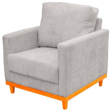 Imagem de Poltrona Berlim Tecido Impermeável Base de Madeira Sala de Estar Ateliê do Conforto