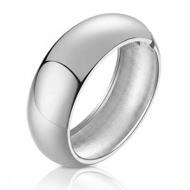 Imagem de Maxi Bracelete Feminino Pulseira Larga Grossa Lisa Folheado - Lojas La