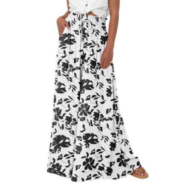 Imagem de Calças PRETTYGARDEN 2025 Palazzo de Perna Larga Cintura Alta Grandes