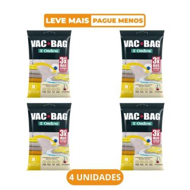 Imagem de Kit 4 Sacos a Vácuo Organizador Vac Bag para Roupas com Redução de Volume para Armário e Viagem Transparente Ordene