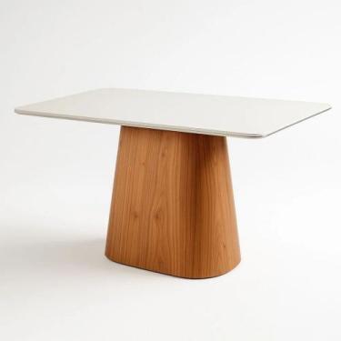 Imagem de Mesa De Jantar Maya Retangular Tampo Laqueado Com Vidro 140x90 - LUKA 