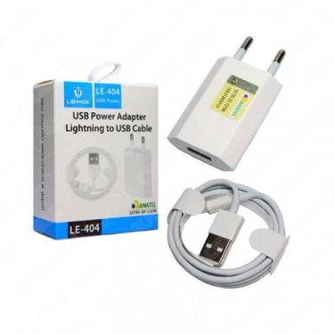 Imagem de Fonte Carregador Para Celular Ios Cabo Lightning 1m + Fonte 5V LE-404 