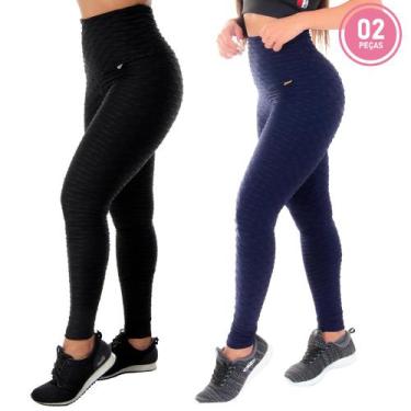 Imagem de Kit 2 Calças Legging Feminina Bubble - Click Mais Bonita, Preto, Cinza