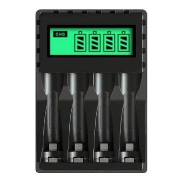 Imagem de Carregador De Pilhas Inteligente 4 Slots Display Carga Rapid - Congrat