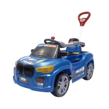 Imagem de Carrinho de Passeio Infantil Car Police com Função Pedal, Alça e Cinto de Segurança Azu...