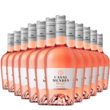 Imagem de Kit 12 Vinhos Rosé Meio Seco Aliança Casal Mendes Blend Português para Refeição e Confraternização 750ML