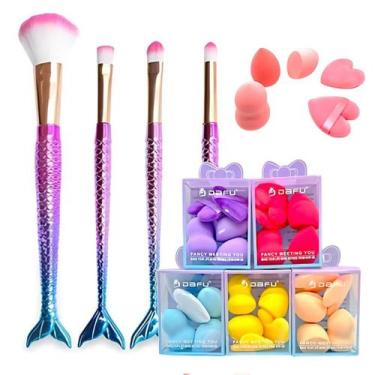 Imagem de Kit 4 Pincel de maquiagem Cauda de Sereia  kit esponjas makeup - Unity