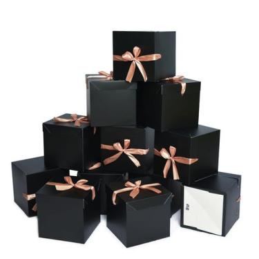 Imagem de Caixas de presente GP SUP 12 peças pretas 10x10x10 cm com tampas