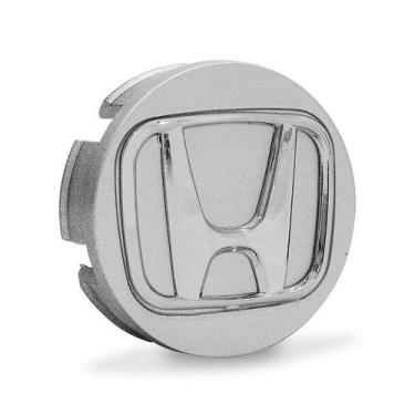 Imagem de Calotinha 58mm Centro de Roda Honda FIT Civic City WRV Prata e Cromada