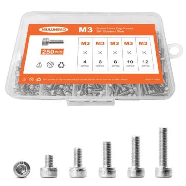 Imagem de Parafusos NIULUNBAO M3 x 4 mm 6 mm 8 mm 10 mm 12 mm Tampa de cabeça de